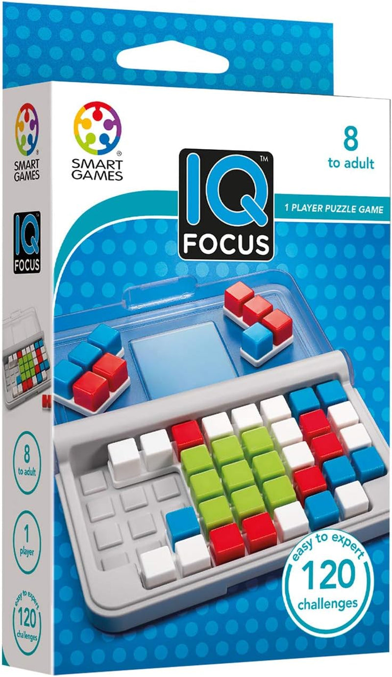 IQ Focus Cognitive Skill-Building Travel Game with Portable Case Featuring 120 Challenges for Ages 8 - Adult